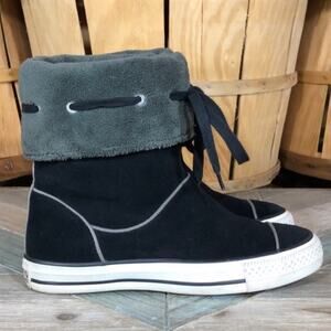 Converse Andover High Black Suede Fleece Lined Hi Sneaker Boots Womens Size 7